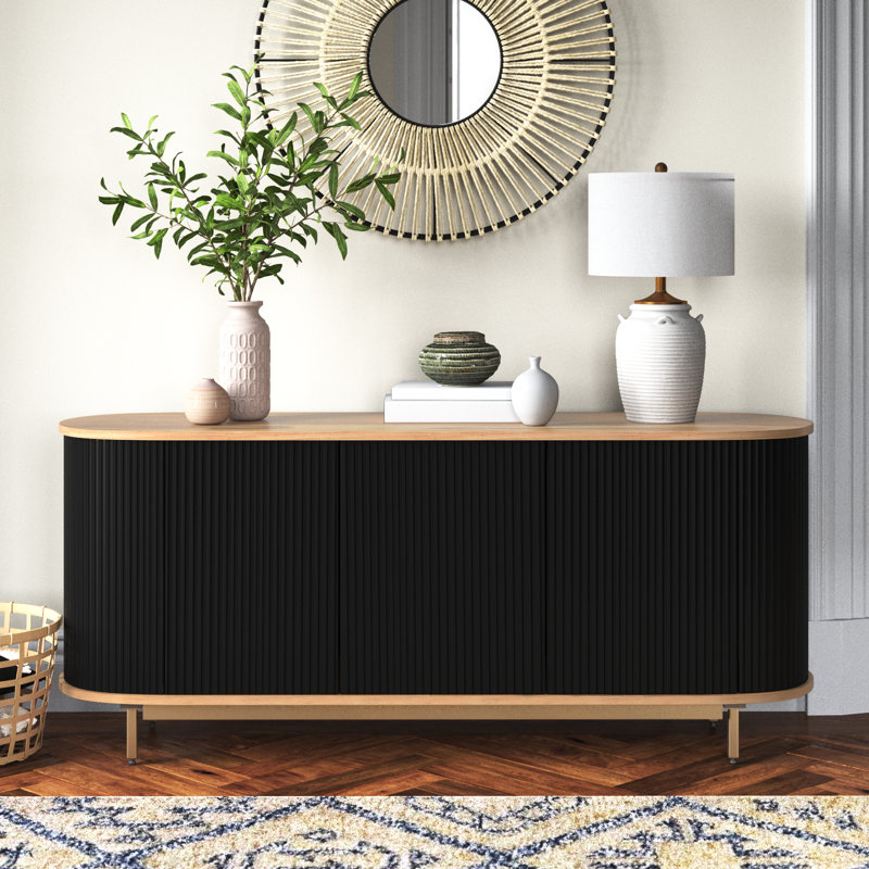 Joss Main Modern Neutral Wood 70 L Ridges Sideboard Black 70 x 18 x 30 Reviews Wayfair